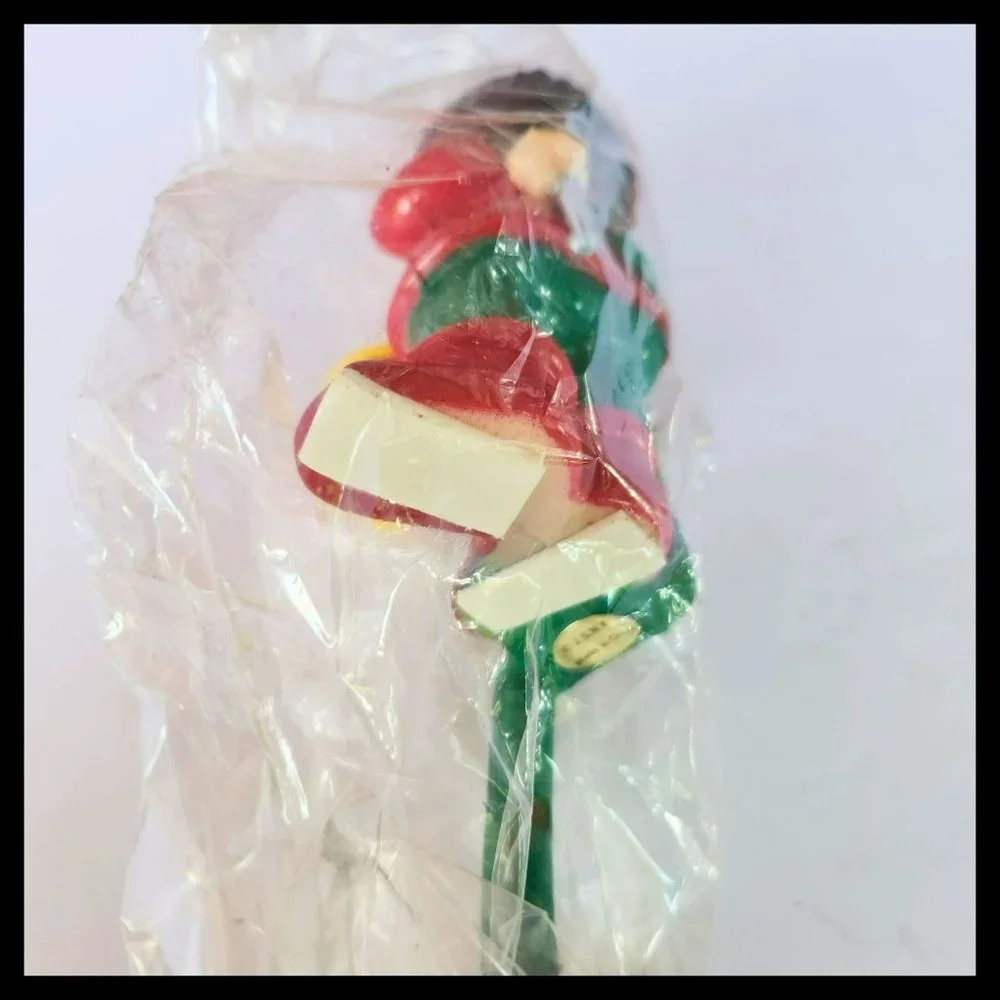 3 Vintage J.S.N.Y. Co. Plastic Santa Elves Christmas Shelf Sitter Stocking Hooks